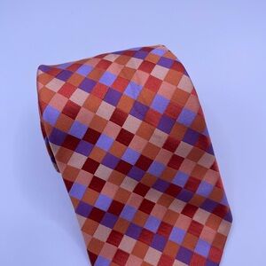 Ted Baker Orange and Purple Checkered Tie Stained See Pics